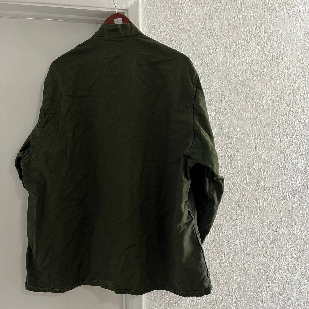Vintage 70s US Army OG 107 Chemical Protective Shirt Liner Jacket - Men's Large - Picture 4 of 7